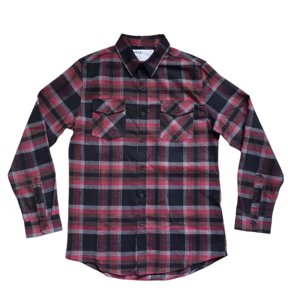 Five Four LA Flannel Shirt Mens Small Plaid Long Sleeve Button Up Skater